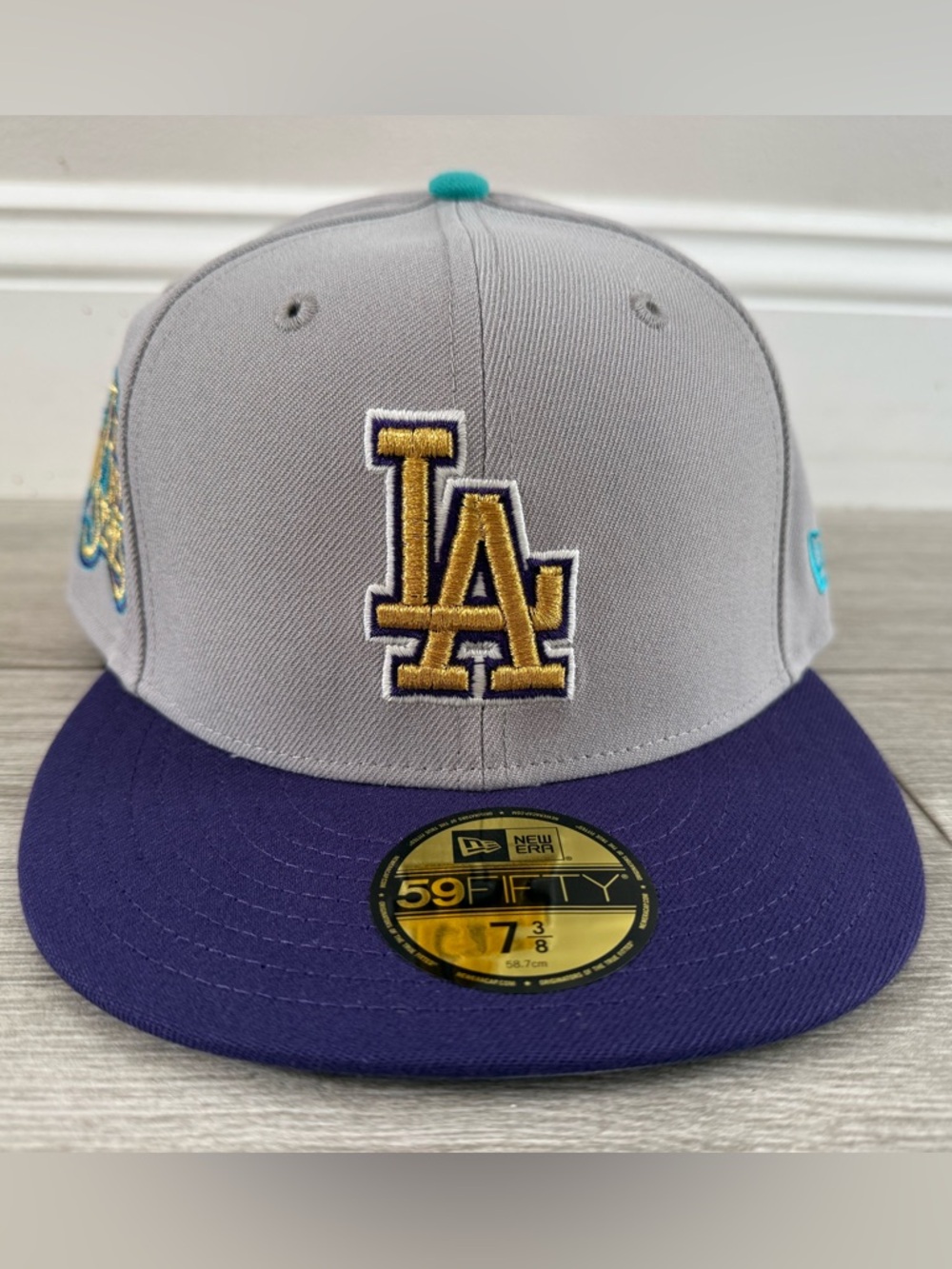 Los Angeles Dodgers Hat Club New Era World Series Grey Purple Gold Fitted 7 3/8